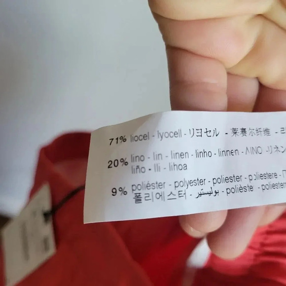 ZARA, New, Cherry Red Linen blend High Waist Trouser Pants, Size Medium - Picture 13 of 14